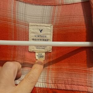 American Eagle Outfitters Red Plaid Long Sleeve Button Down Top